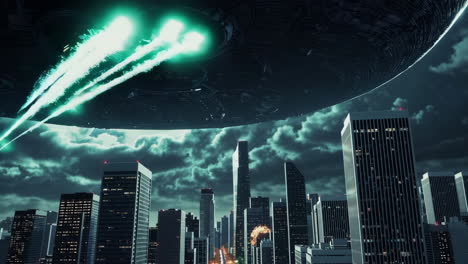 ufo over a city at night