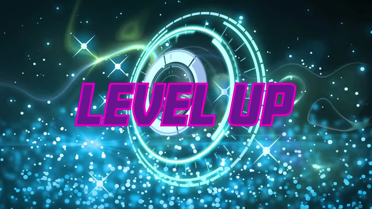 animación de texto de nivel superior sobre puntos y formas