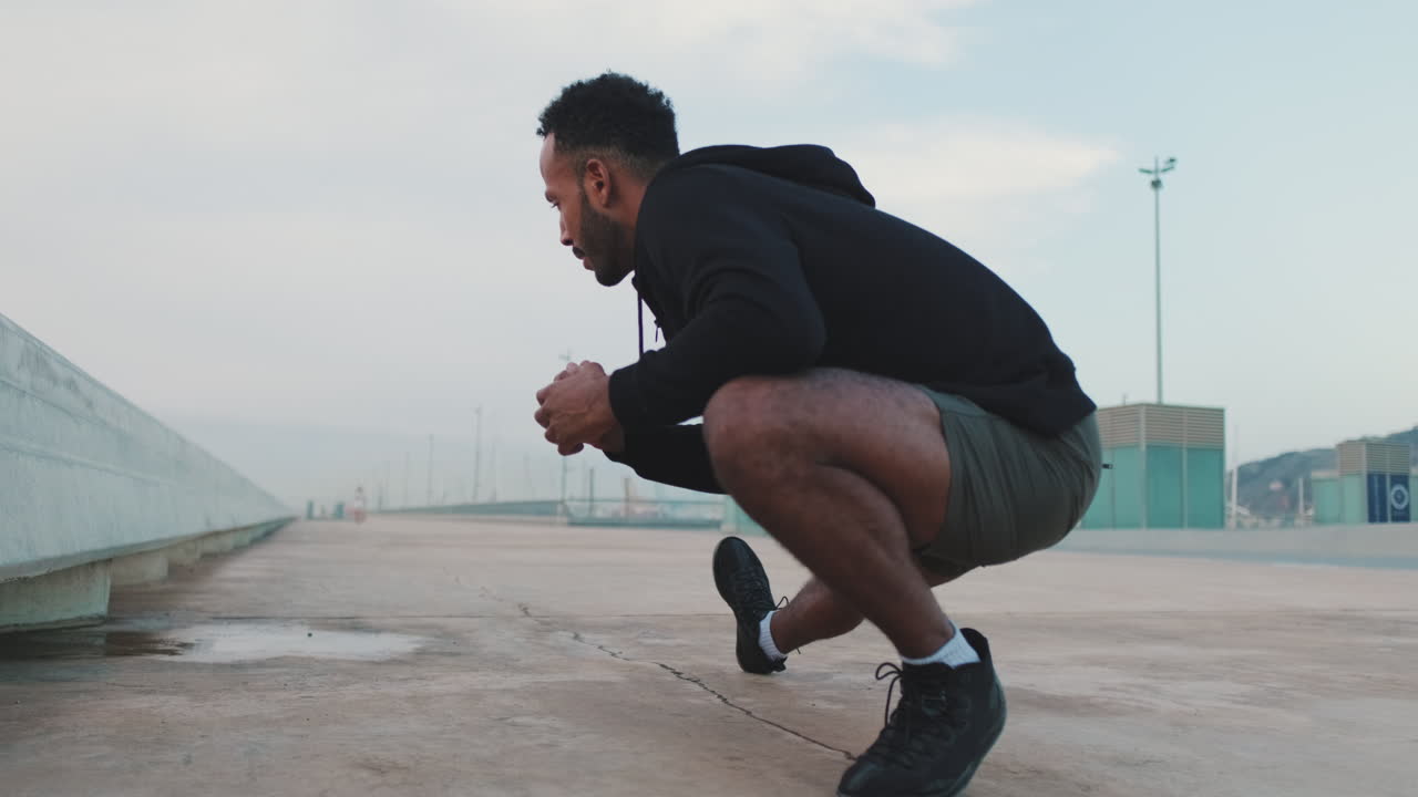 Man stretching outdoors