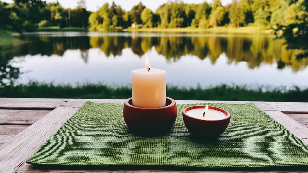 Velas à beira do lago