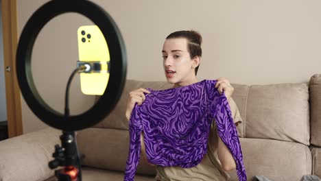 person vlogging with ring light