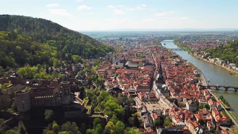 bird's-eye survey of heidelberg, germany with views of the castle and down town.