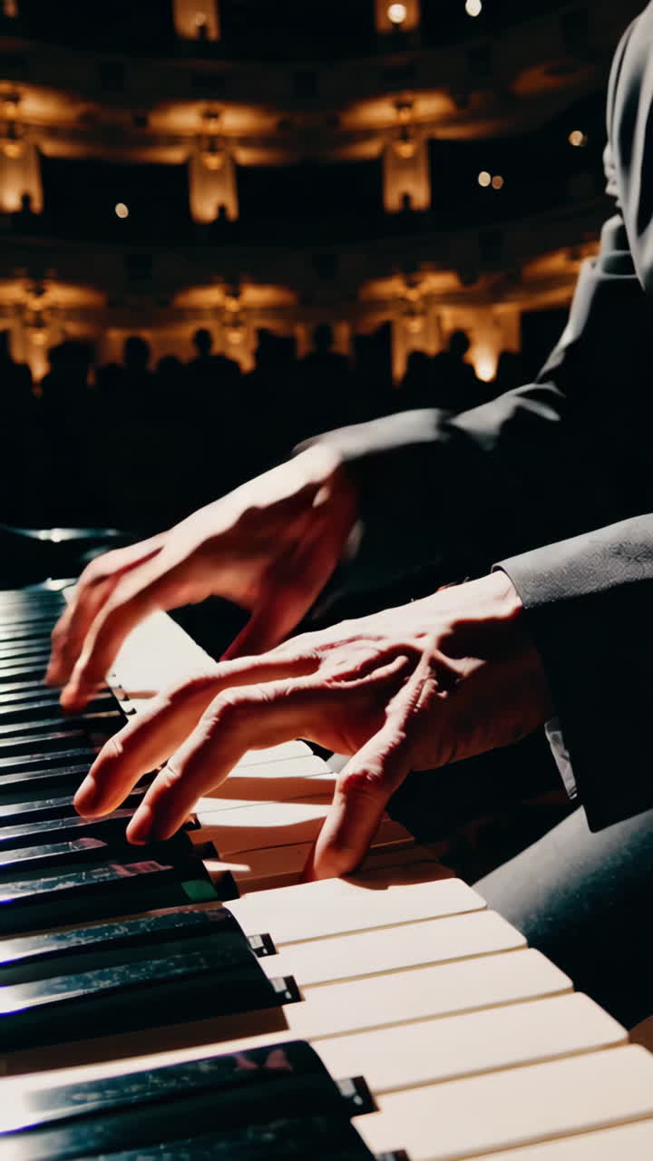 Pianista che si esibisce in una sala da concerto