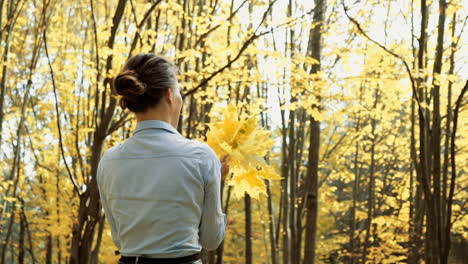 woman in autumn park. outdoors portrait of beautiful young woman in autumn park