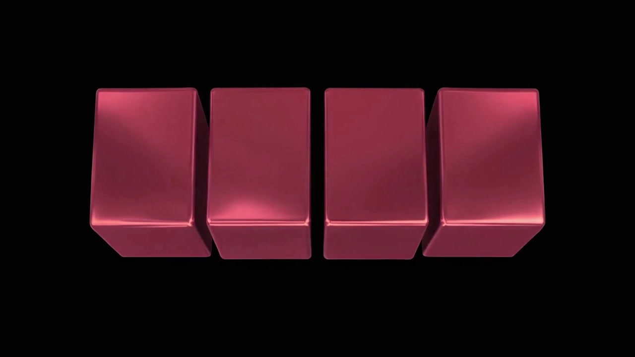 Four Metallic Red Cubes Rising on a Black Background