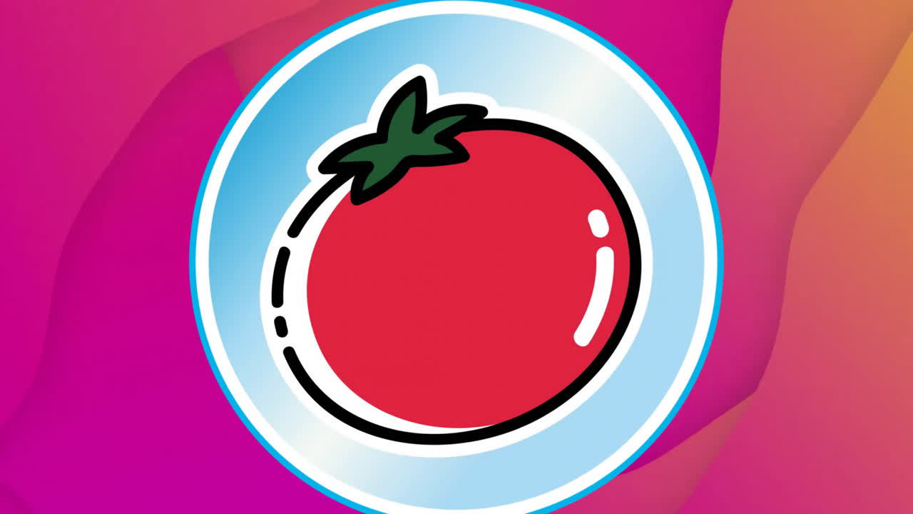 빨간 바탕에 토마토와 모양의 애니메이션