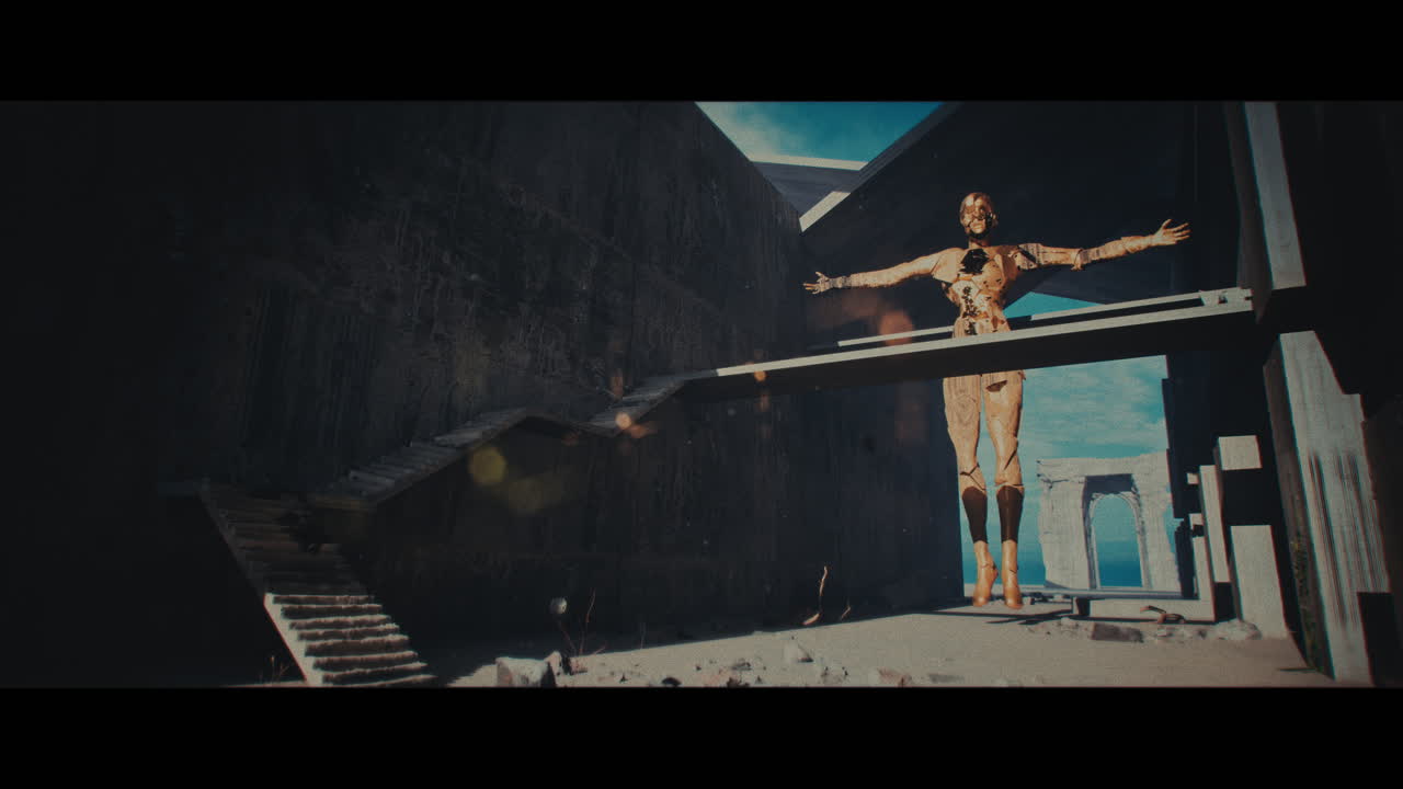 Giant Figure in a Desolate Concrete City