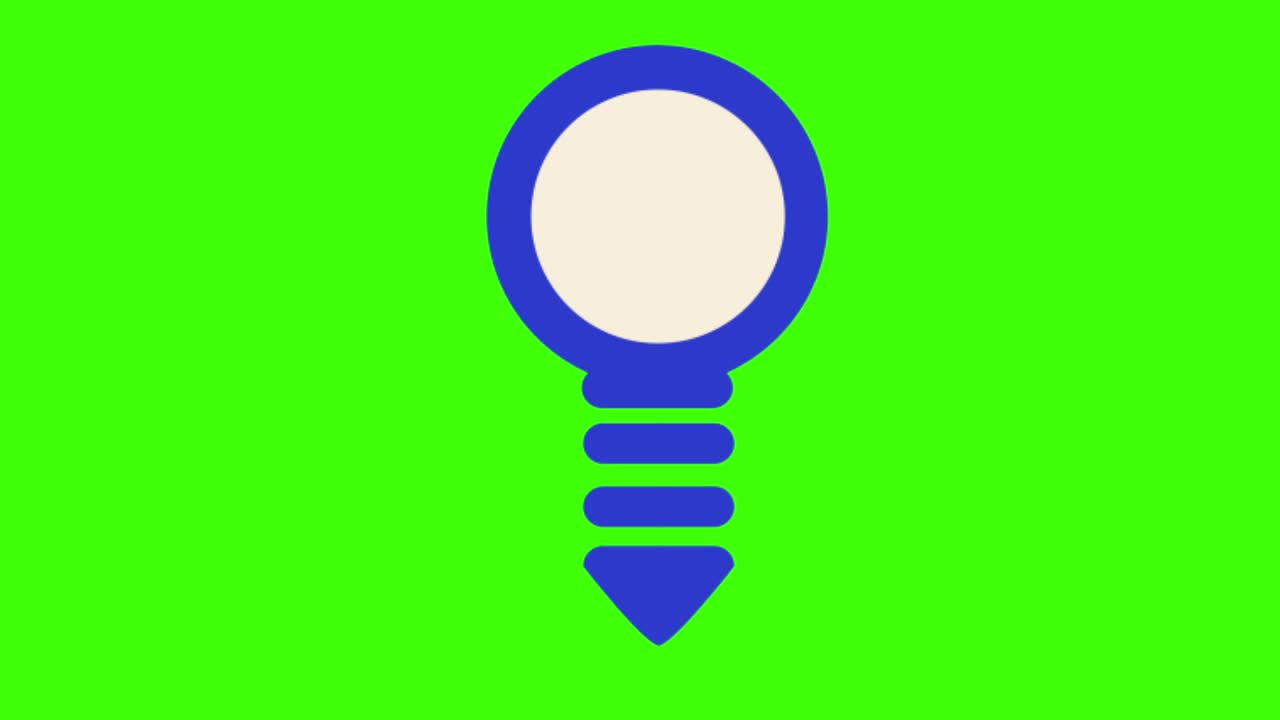 animated round-shaped blue icon with bold dotted lines popping up on a green screen