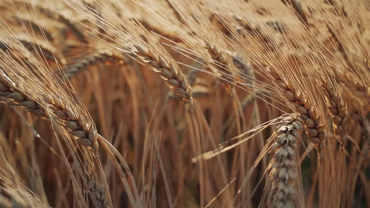 Video of golden wheat swaying gently in the breeze, capturing the serene beauty of nature