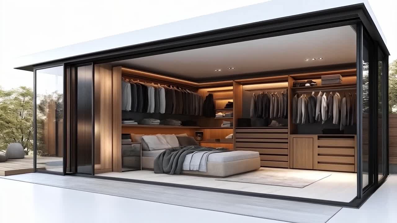 Luxurious Modern Bedroom with Integrated Walk-in Closet