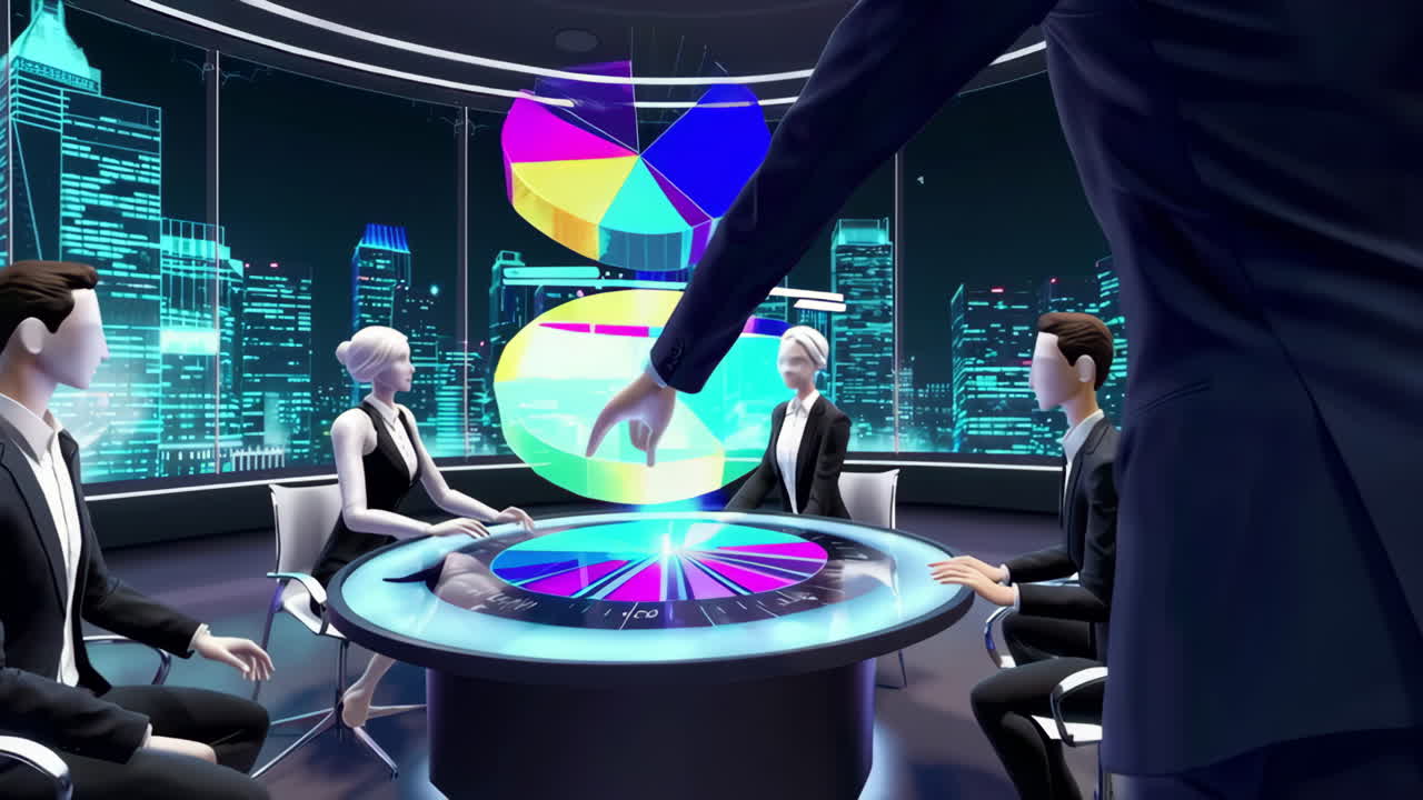 Virtual Business Meeting in a Modern Office