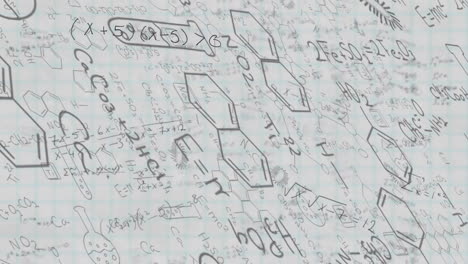 ecuaciones matemáticas y diagramas científicos animación sobre el fondo de papel de cuadrícula