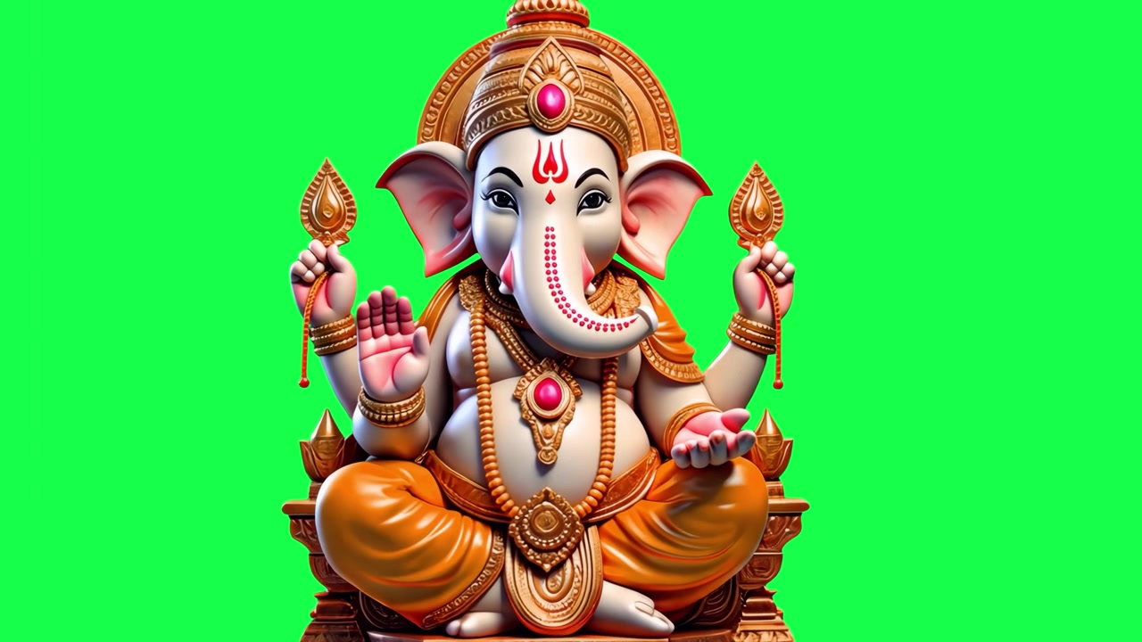 Statua di Lord Ganesha su sfondo green screen