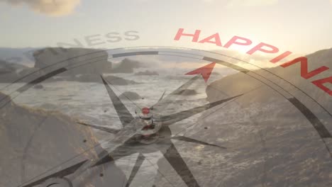 compass happiness over beach.