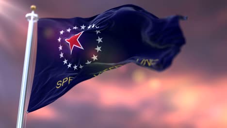 bandera de springfield al atardecer, illinois, en los estados unidos de américa - bucle
