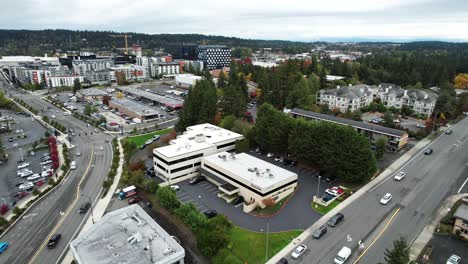 captivating aerial shot captured by a drone flying over bellevue, wa