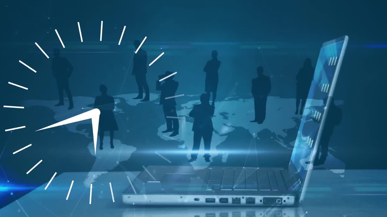 노트북을 사용하여 해커를 통해 연결 네트워크의 애니메이션