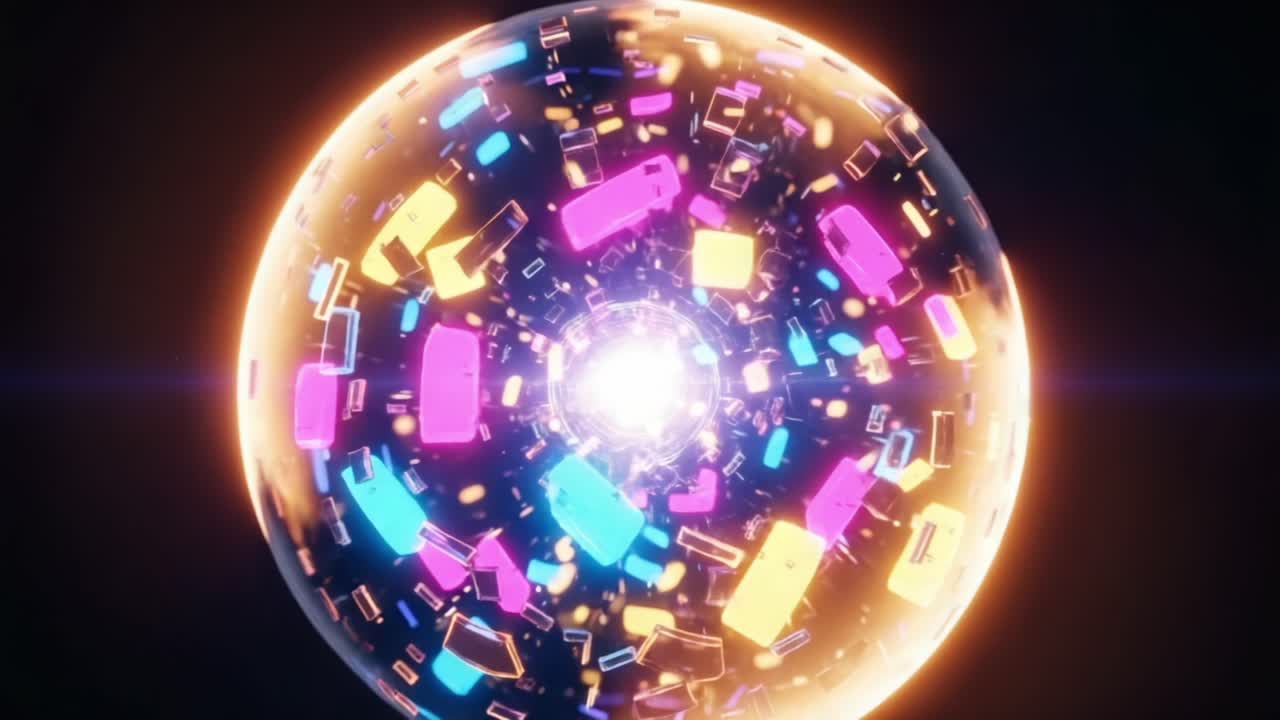 Exploring a Vibrant Energy Sphere: A Journey through Dynamic Colors and Shapes in a Stunning Digital Universe of Light and Motion
