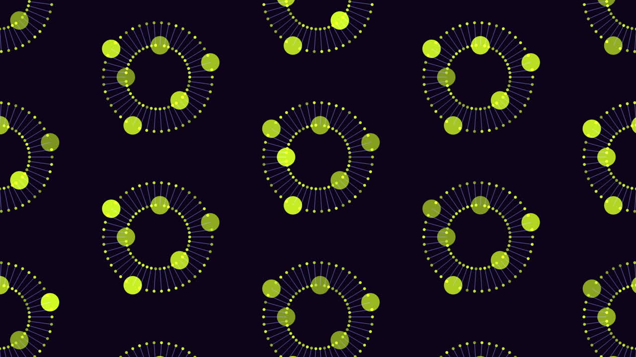 Futuristic neon abstract dots and circles pattern on dark space