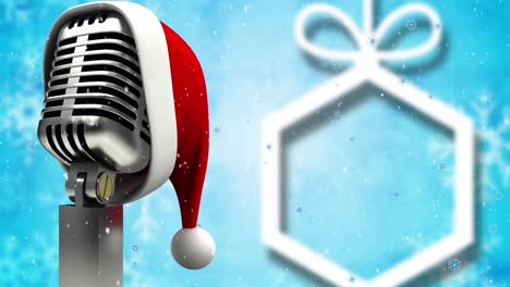 animation of retro microphone over blue background