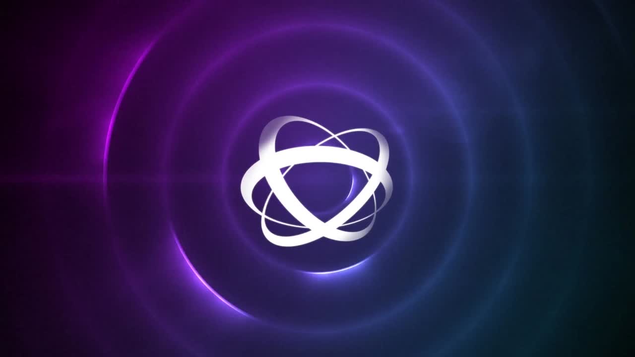 animación de formas y círculos sobre fondo azul