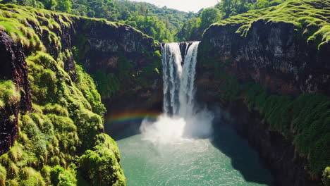 tropical waterfall and jungle landscape