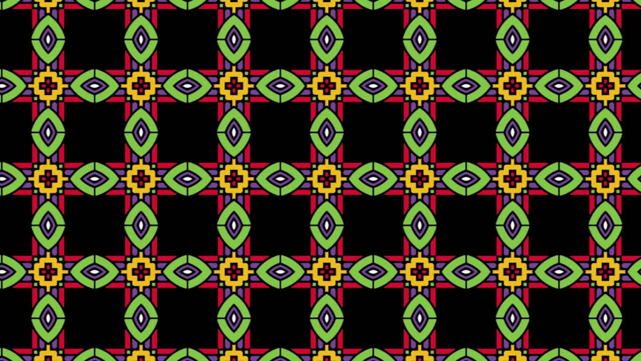 azulejos negros con borde verde diseñados con formas y líneas