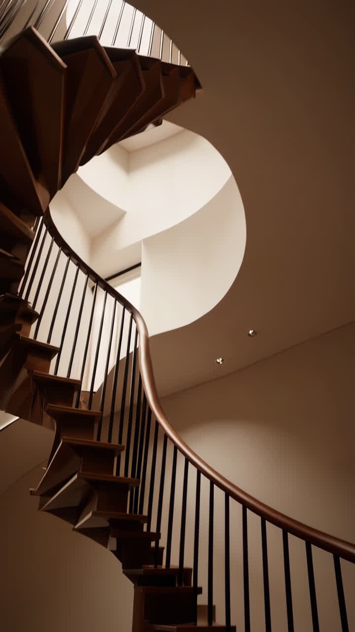 Elegant Modern Wooden Spiral Staircase Interior