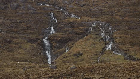 Static-shot-of-waterfall-at-side-of-mountain-in-Ireland