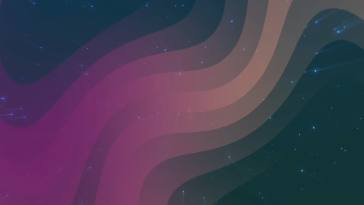 Creating vibrant abstract background, colorful wavy lines with starry sky animation