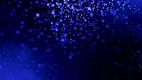 fondo azul 3d con fantásticas partículas luminosas. animación 3d en bucle con profundidad de campo, efectos de luz. fondo digital moderno. campo de punto 3