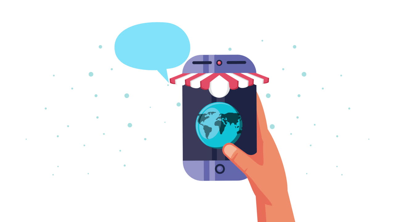 con smartphone shopping animazione online