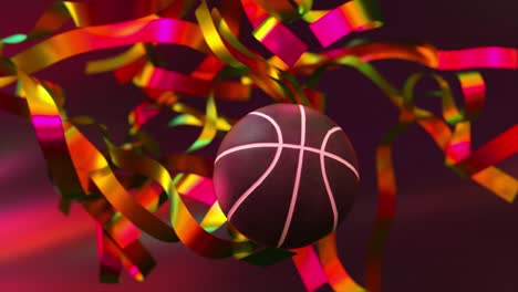 basketball with colorful ribbons