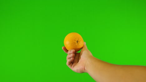 orange-with-green-background-throwing-up-orange-with-green-screen---green-background