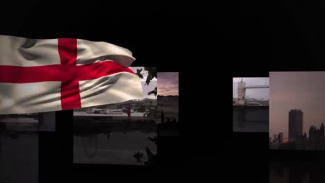 bandera de englandia con fotos lugares de interés famosos