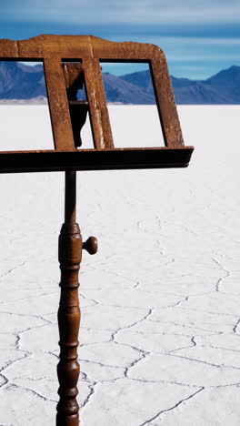 vintage music stand in the desert