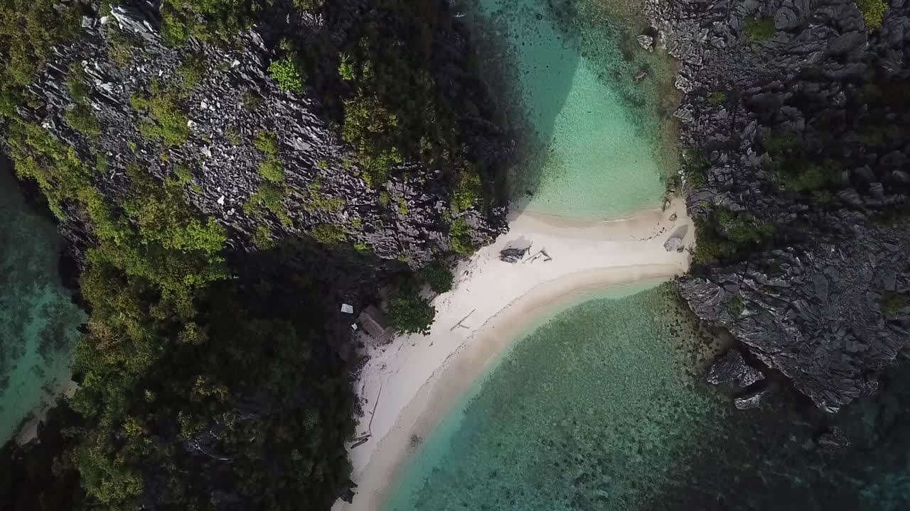 El Nido Archipelago, Palawan Island, Philippines. Aerial View of Exotic Hidden White Sand Lagoon