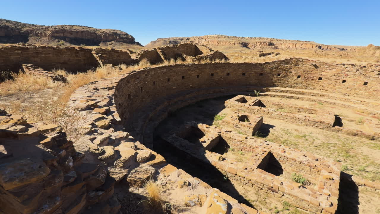 Stone masonry architecture of ancient ruins in Chaco Culture NHP, New Mexico