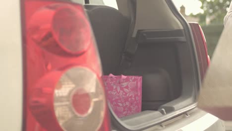 getting shopping out of car boot
