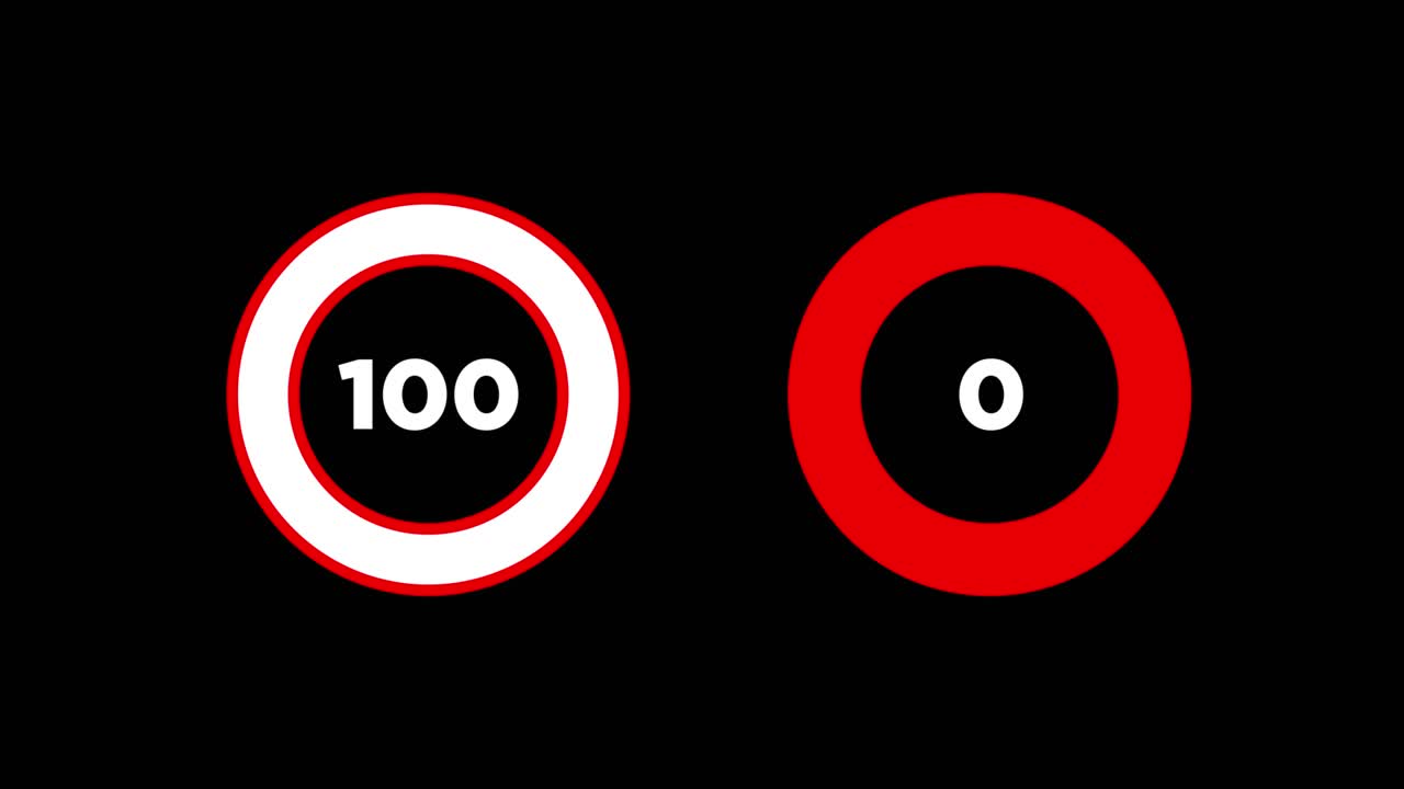 Circular Progress Indicators Showing 0, 25, and 100 Percent