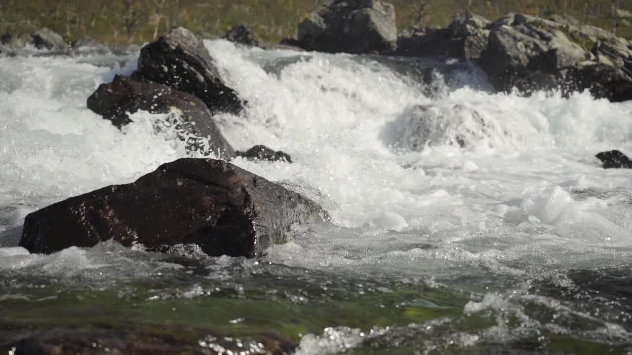 Mountain spring in northern Sweden -  slow motion
