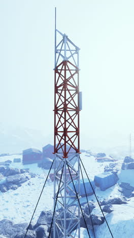 a tall communication tower in antarctica