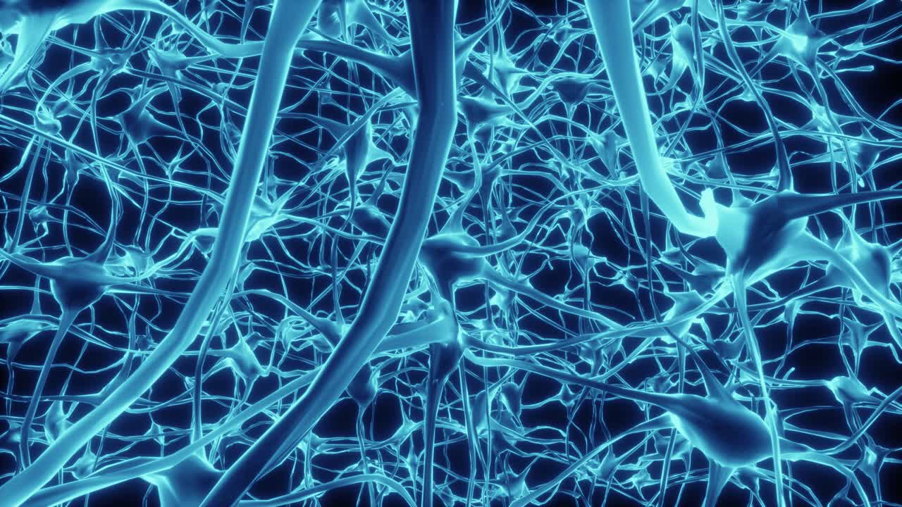 neuronas cerebro mente axón pensamiento red neuronal holograma célula ciencia de la salud 4k