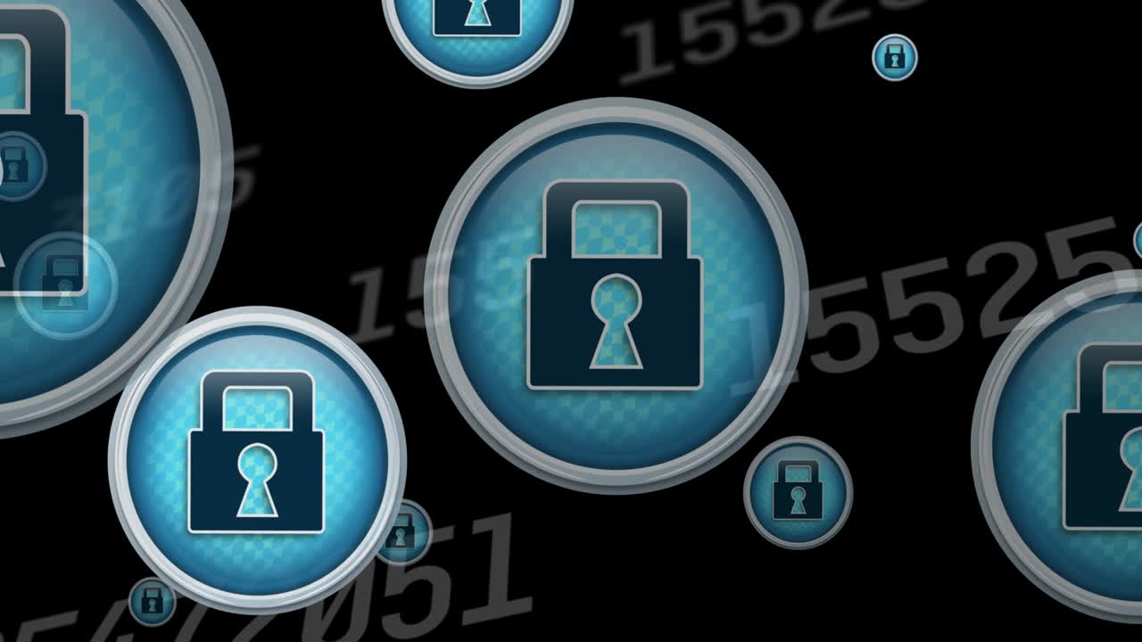 animación de iconos digitales flotantes sobre el procesamiento de datos científicos sobre fondo negro