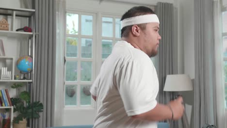 man running at home