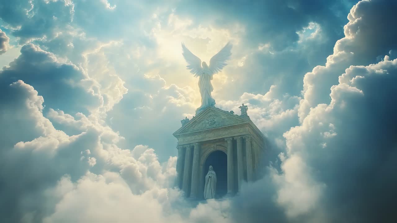 Angel and Monument in the Clouds