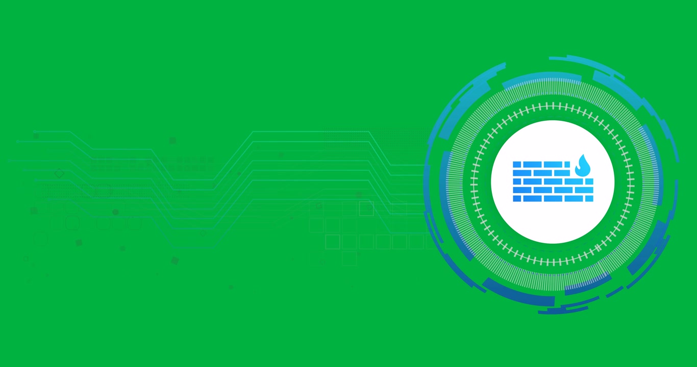 Animation of scope scanning with firewall icon over transparent background