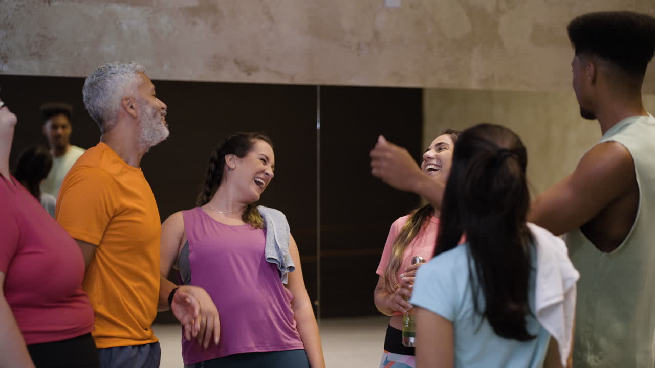 Group of people in a gym after a workout