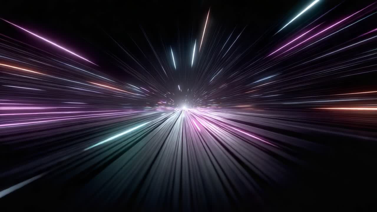 Dynamic Light Trails Creating an Illusion of Speed in a Futuristic Scene Evoking a Sense of Motion and Depth Through Vibrant Colors and Brilliant Rays