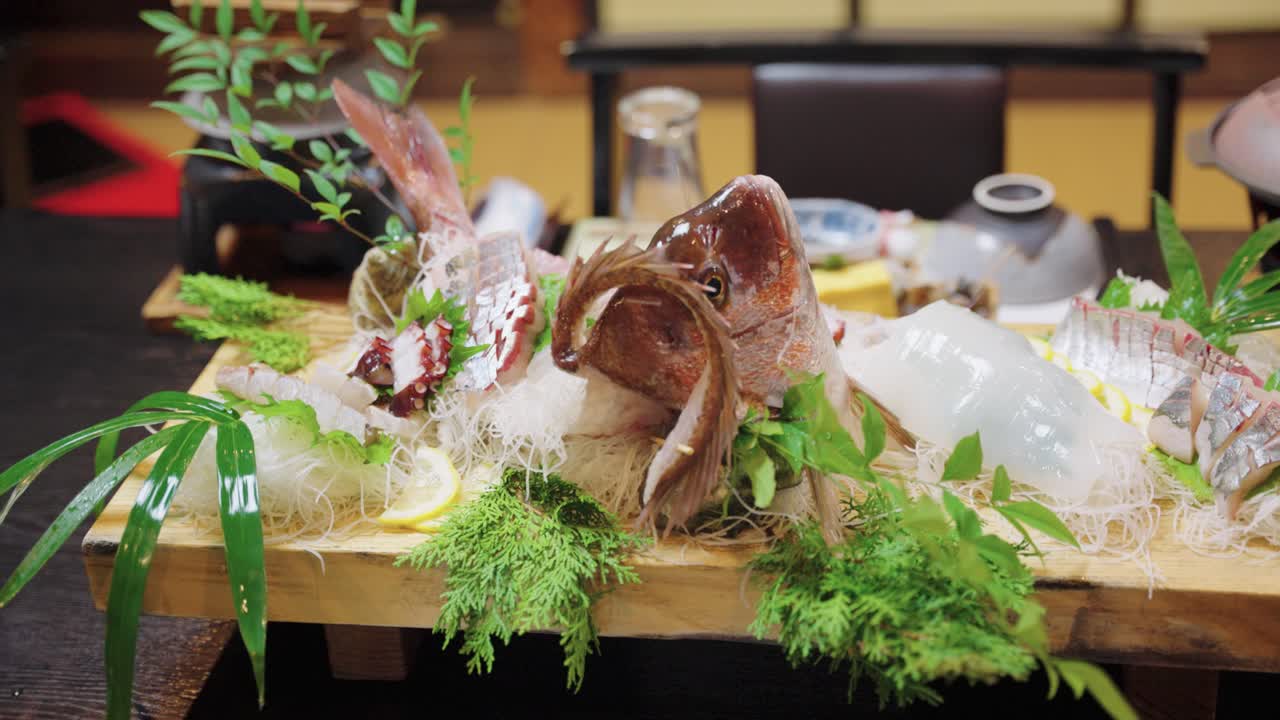 Japanese Sea-bream (Tai) Sushi and Sashimi in Gourmet Kaiseki Dinner